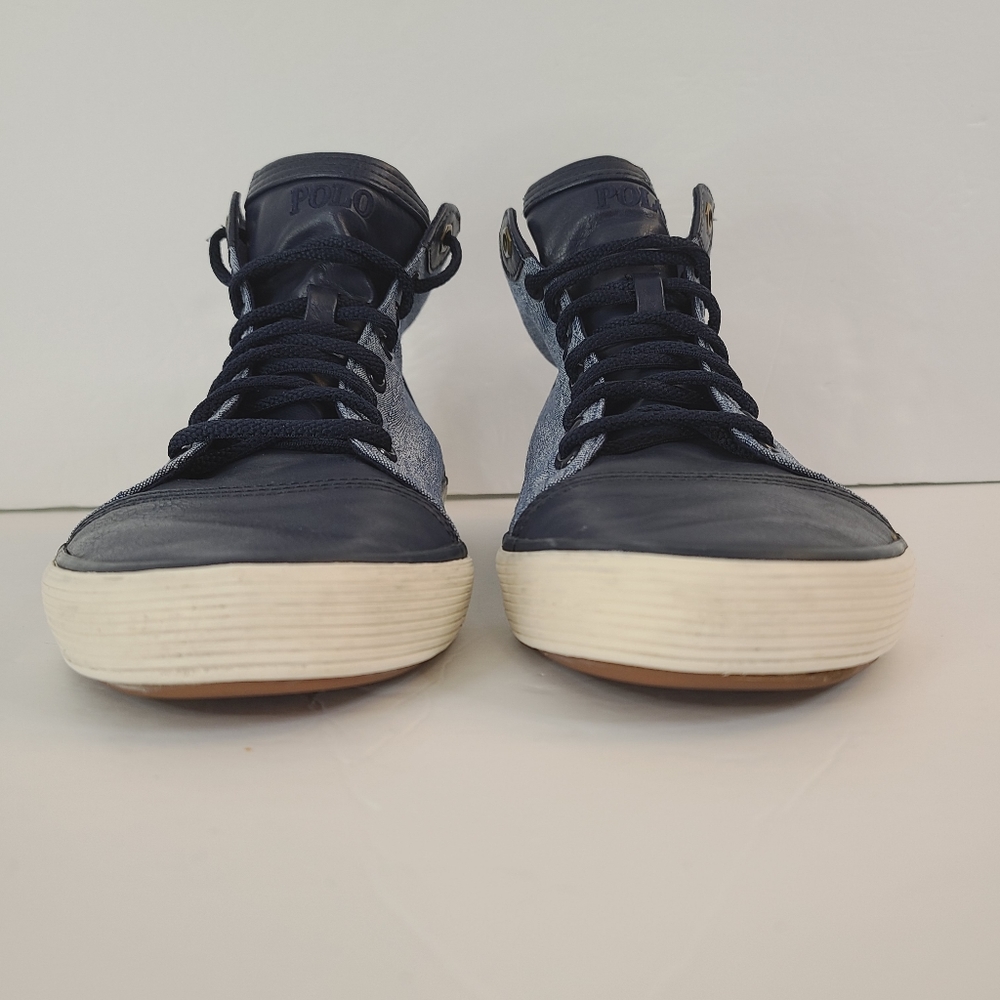 Polo Ralph Lauren Chambray High-Top Sneakers Men's Size 8 - Picture 10 of 13